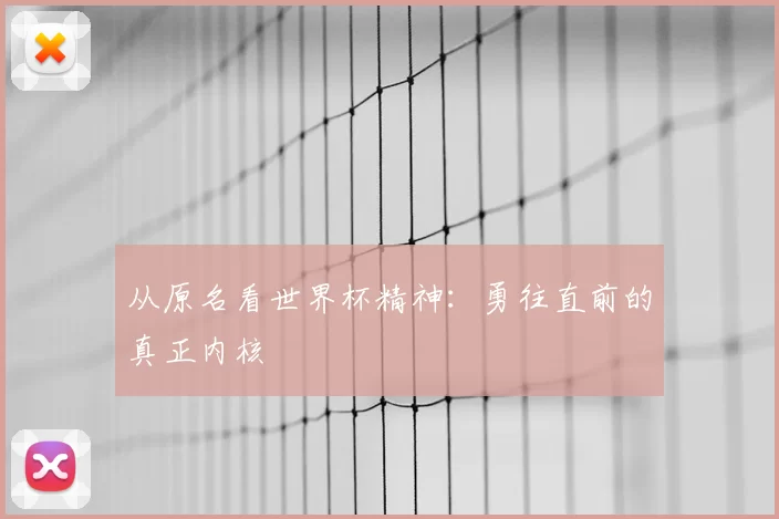 从原名看世界杯精神：勇往直前的真正内核